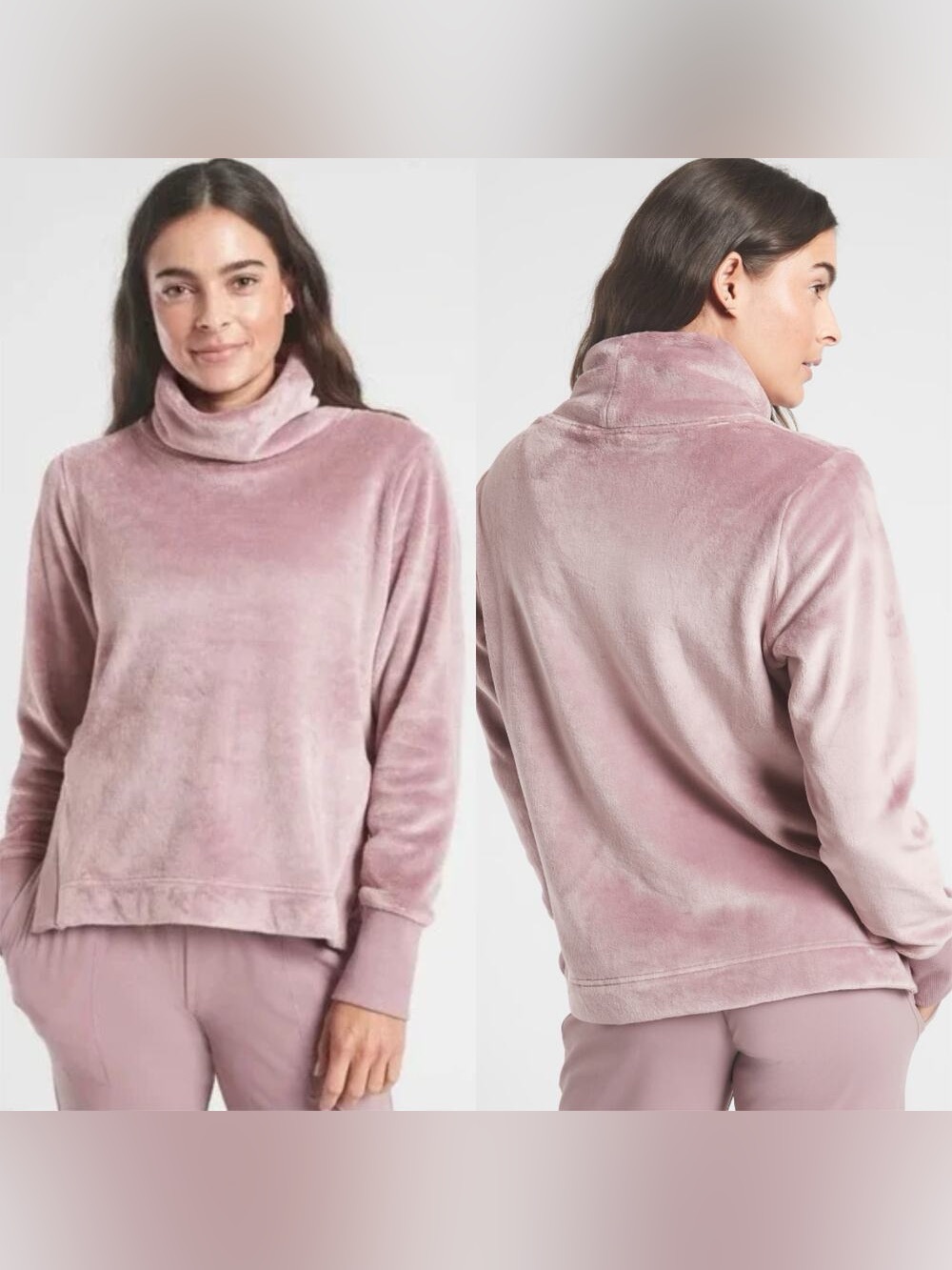 Athleta Double Cozy Karma Funnel Neck Sweatshirt Flora Mauve‎ Size  xs